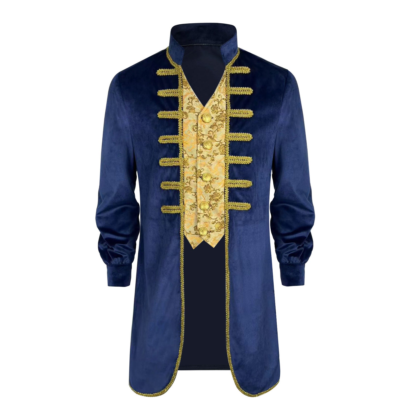 Men's Blue Beauty and the Beast Prince Costume Medieval Tailcoat Gothic Frock Coat
