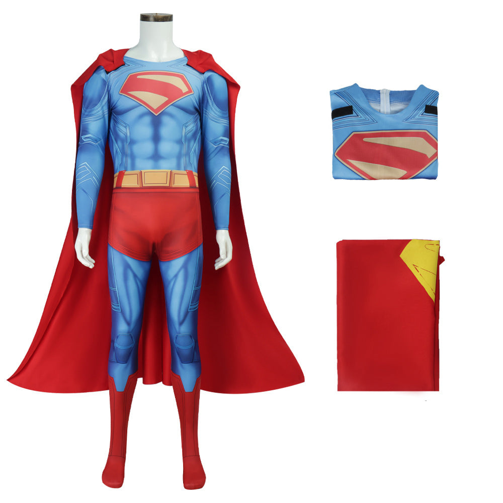 Deluxe Superman Clark Kent 3D Jumpsuit with Cloak Bodysuit