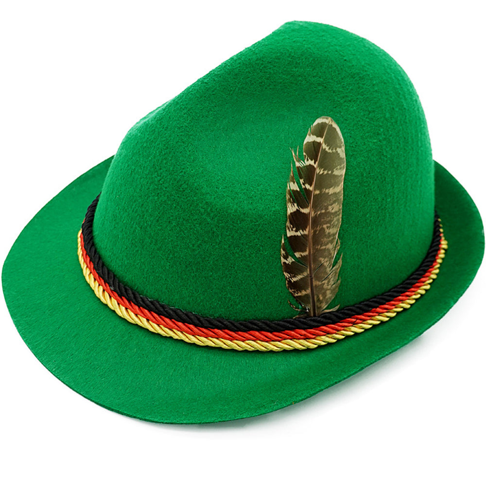 Munich beer German Alpine Panama Jazz Feather Hat Halloween