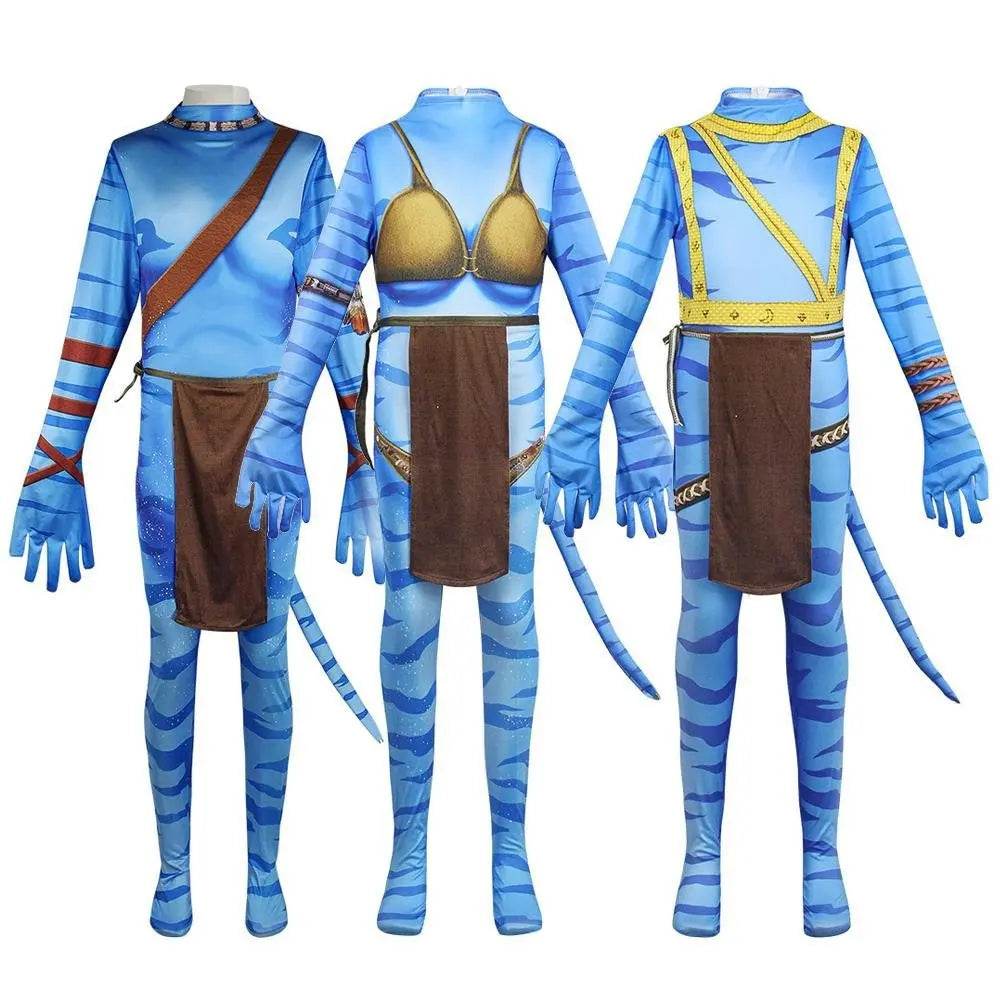 Avatar: The Way of Water Cosplay Costume adult zentai costume Sets and Mask Up For kids - Ecosfun