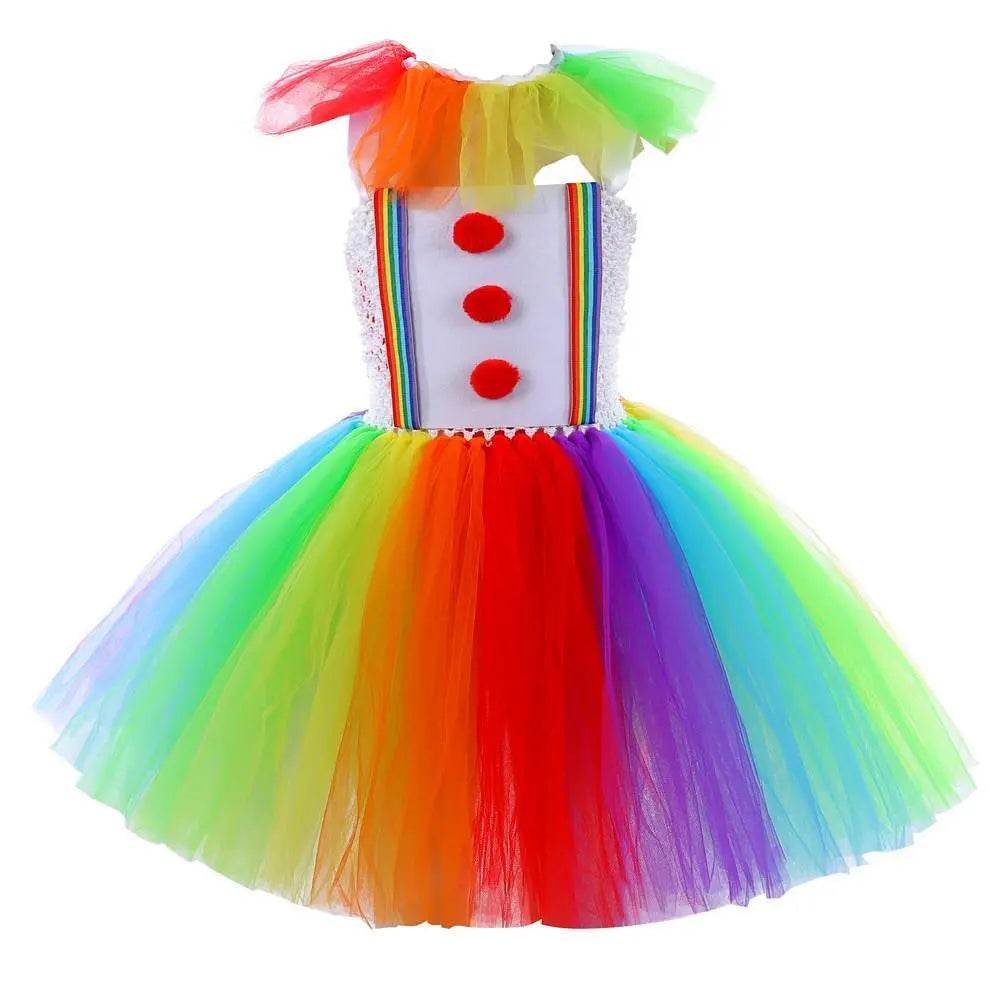 Girls' Clown Flower Princess Sleeve Tutu Dress Embroidery Party Bridesmaid Dresses - Ecosfun