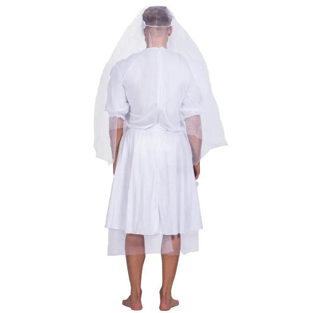 Halloween Wedding Dress Costumes White Bride Funny Party Adult Wedding Suit Party Outift for Men - Ecosfun