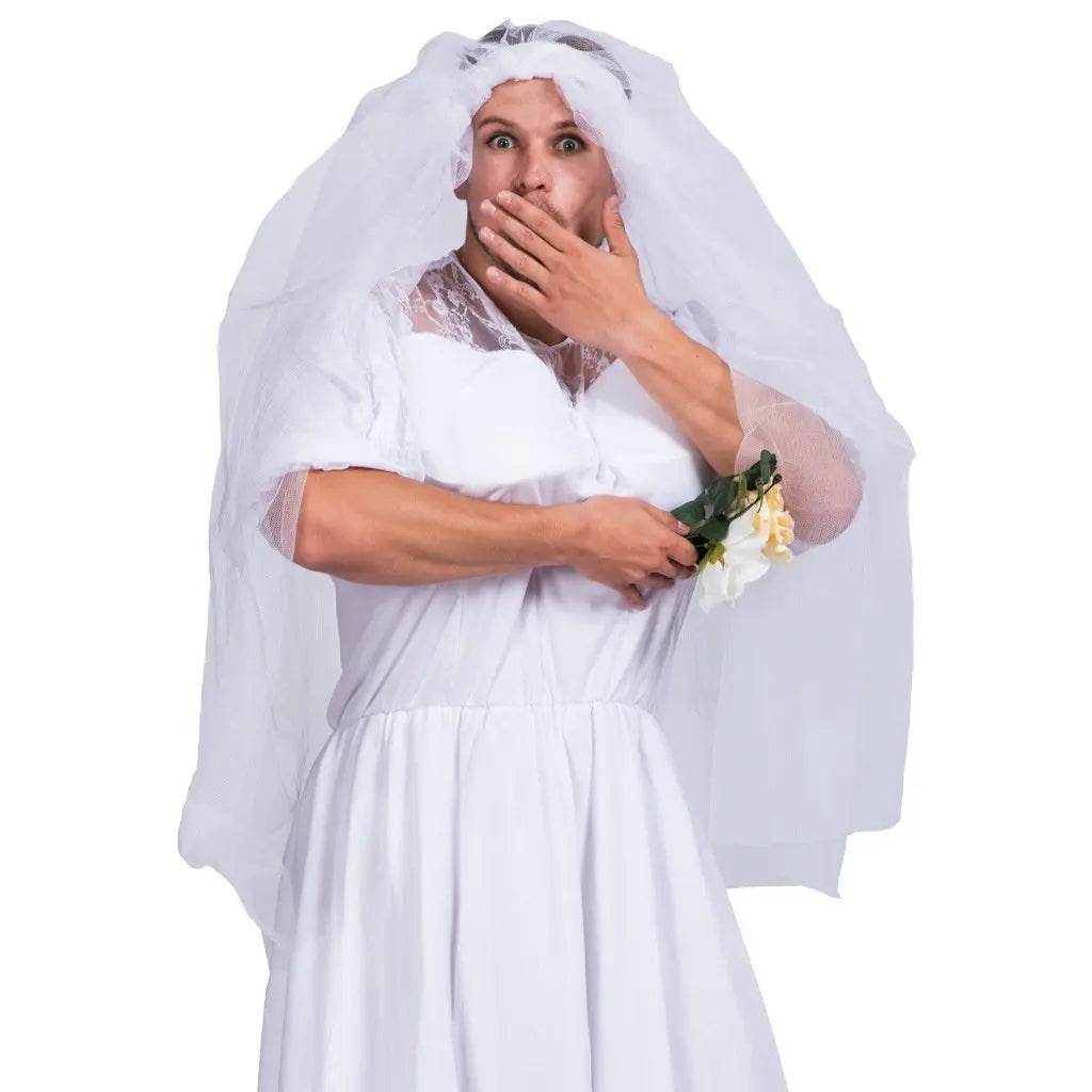 Halloween Wedding Dress Costumes White Bride Funny Party Adult Wedding Suit Party Outift for Men - Ecosfun