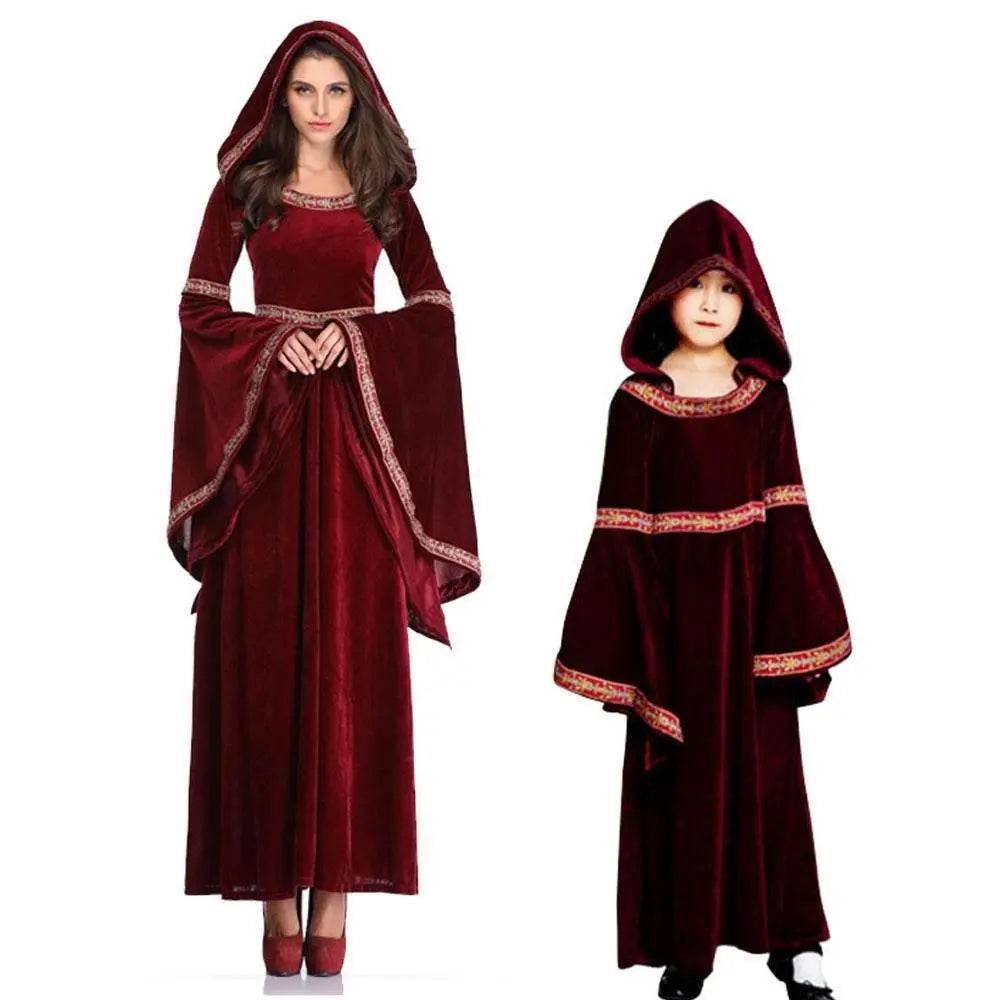 Medieval Halloween costume Victorian dress Renaissance burgundy dress - Ecosfun