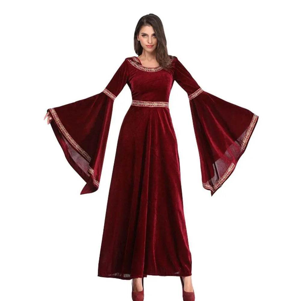 Medieval Halloween costume Victorian dress Renaissance burgundy dress - Ecosfun