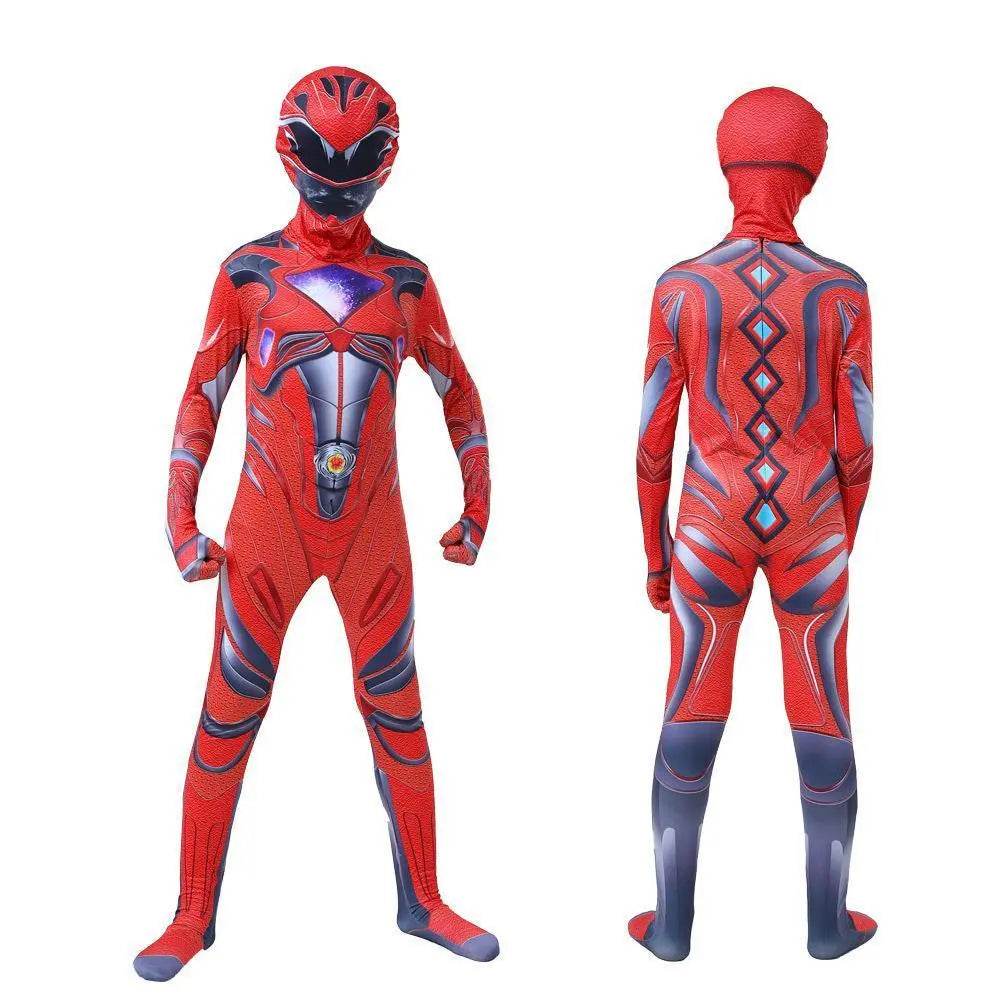 Power Rangers Cosplay Costume Dinosaur Suit Halloween Superhero Jumpsuit Outfit Dress Up For Kids Adult - Ecosfun