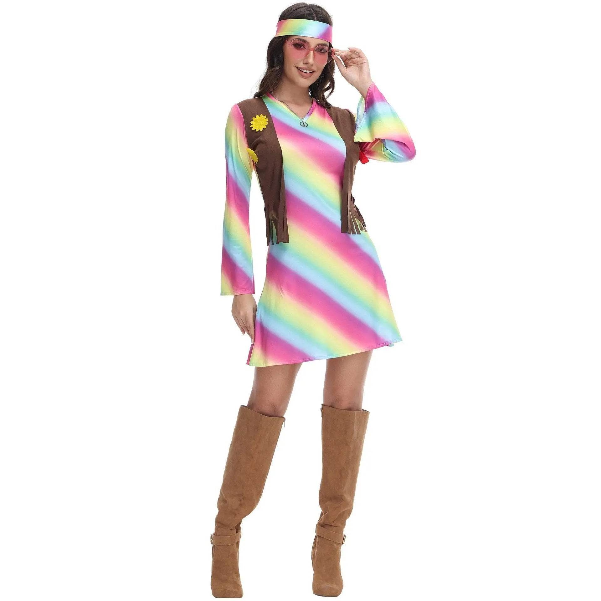 Retro Disco 80s Costumes Vintage Cosplay Halloween Outfit Fancy Dress - Ecosfun