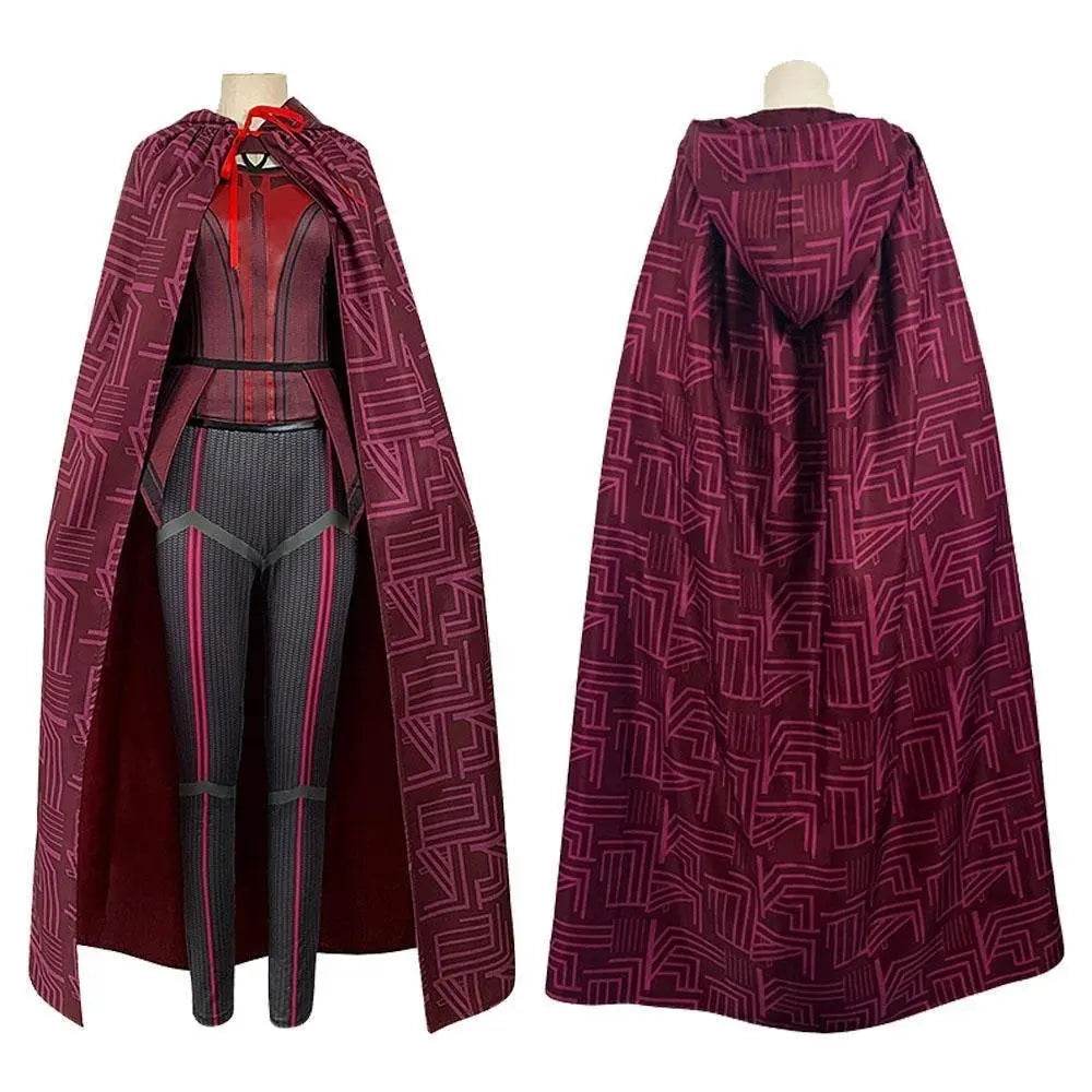 Wanda Maximoff Costume Cosplay Jumpsuit Red Witch Cloak Halloween Outfit for Woman - Ecosfun