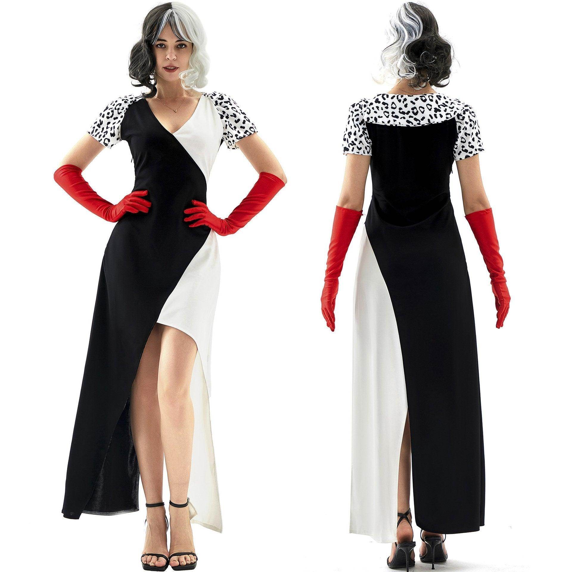 Cruella Duster Stage Costume Dress Adult Halloween Women - Ecosfun