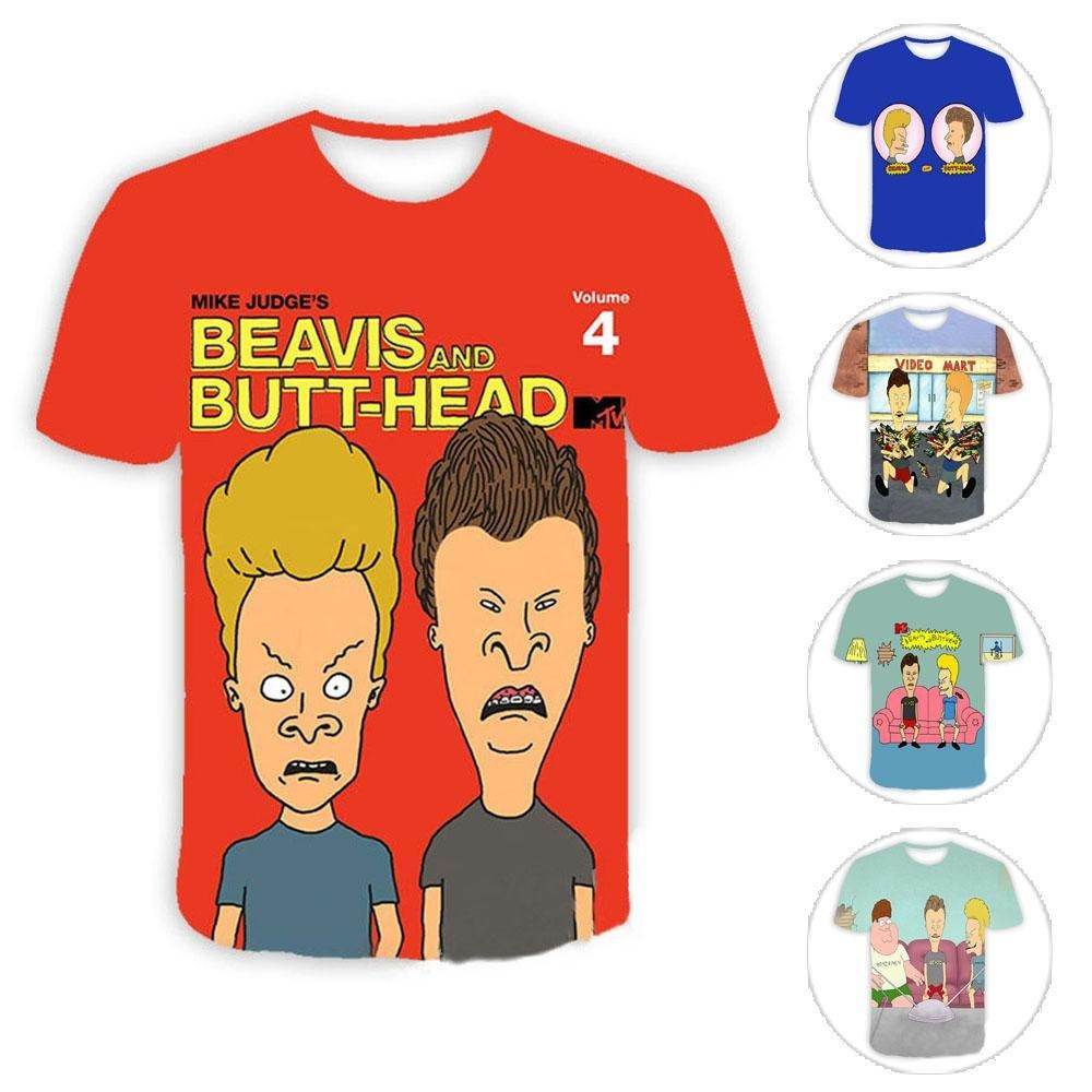 Beavis and butthead costumes round neck short sleeve men's 3D T-shirt - Ecosfun