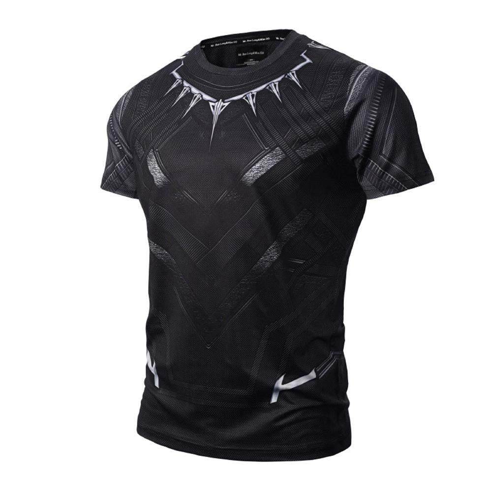 Black Panther Men T shirt Short Sleeve Running Fitness Tee Top - Ecosfun