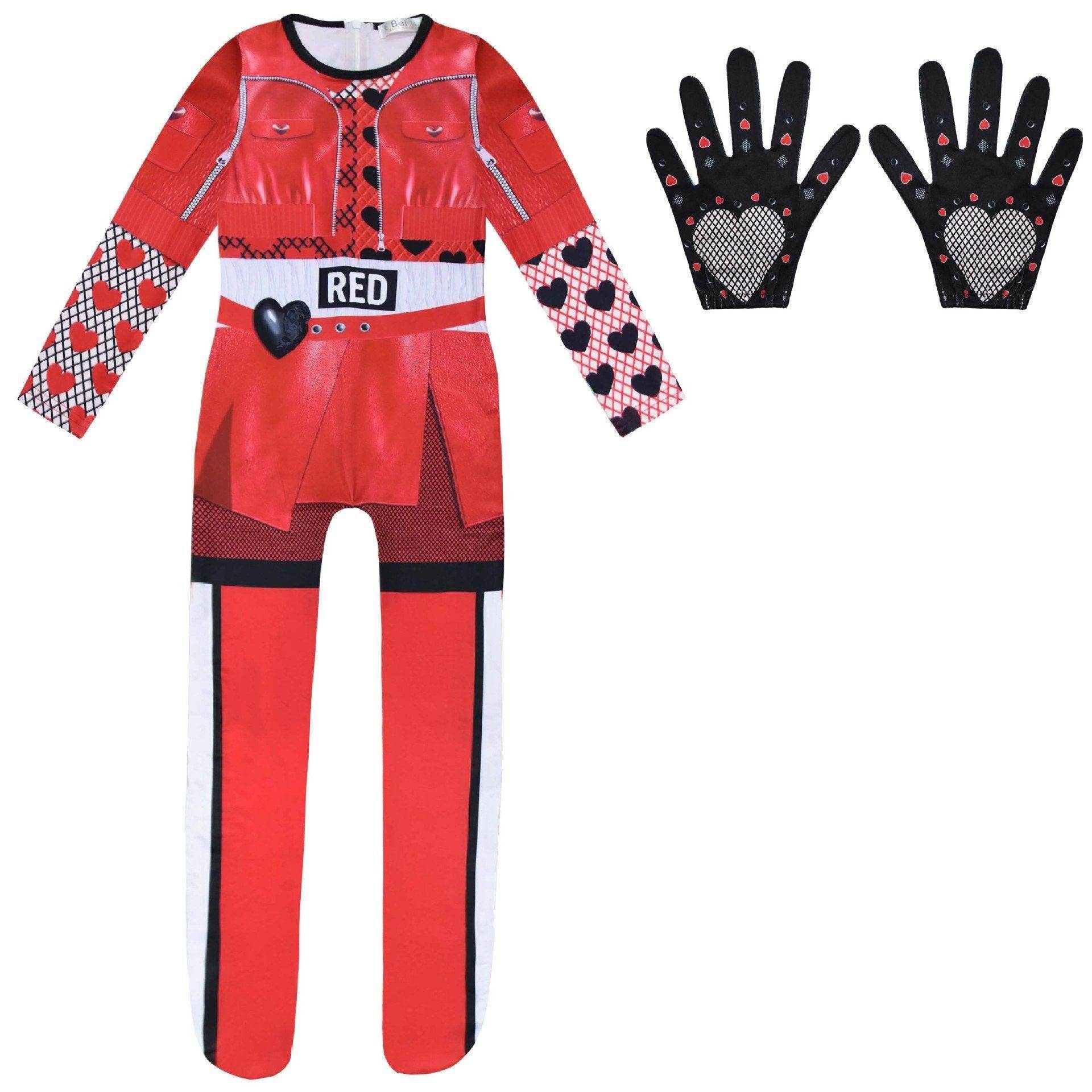 Descendants 4 Queen Of Hearts Red Costume For Girls Kids Halloween - Ecosfun