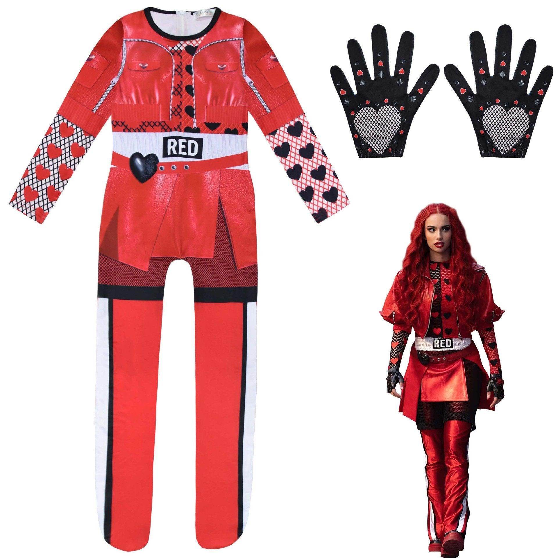 Descendants 4 Queen Of Hearts Red Costume For Girls Kids Halloween - Ecosfun