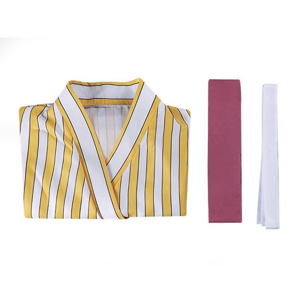 One Piece Wano Country Sanji Yellow striped kimono Costume Party Carnival Cosplay Full Set - Ecosfun