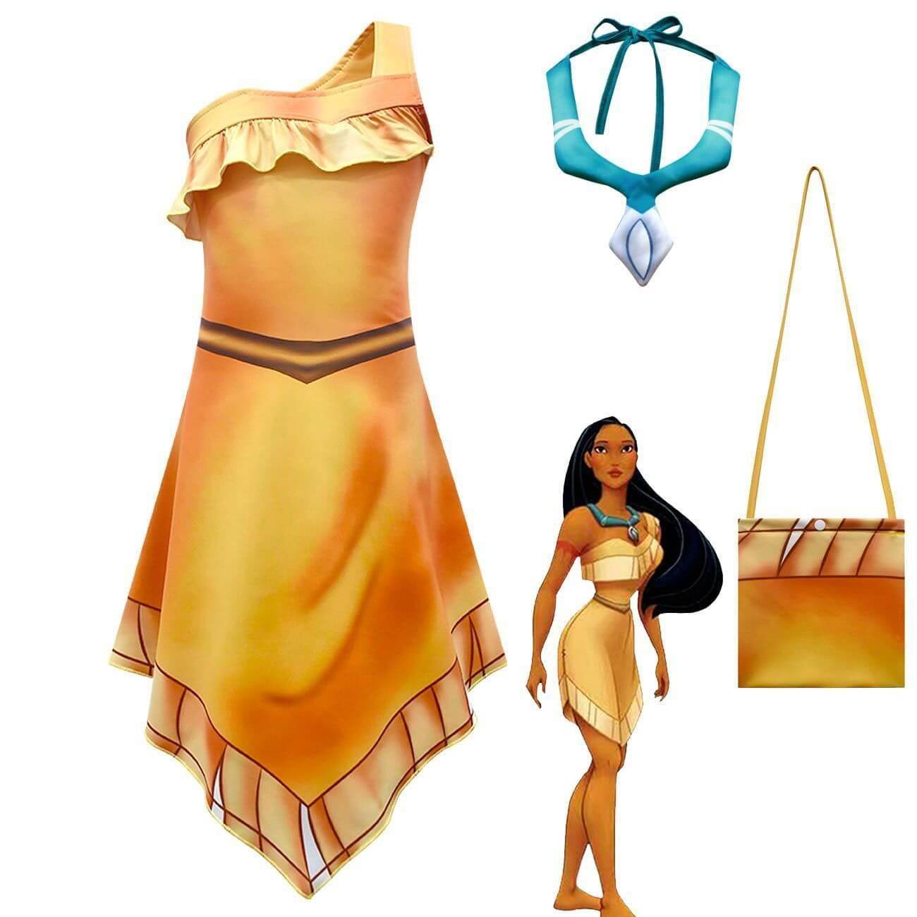 Pocahontas costume for girls Irregular dress Native American Kids Costume - Ecosfun