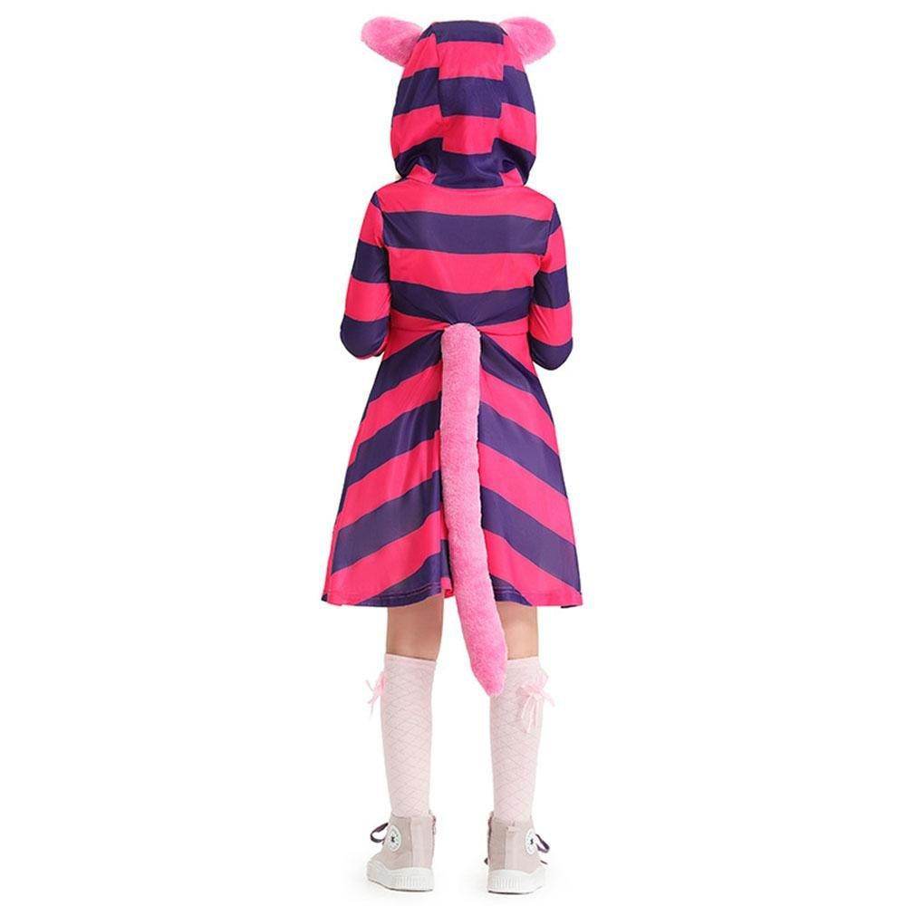 Purple Striped The Cheshire Cat Dress Halloween Outfits Carnival Cosplay Costume For Kids - Ecosfun