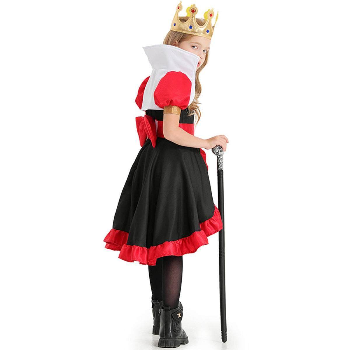 Queen of Hearts Costume Outfits Halloween Carnival Suit Cosplay For Kids - Ecosfun