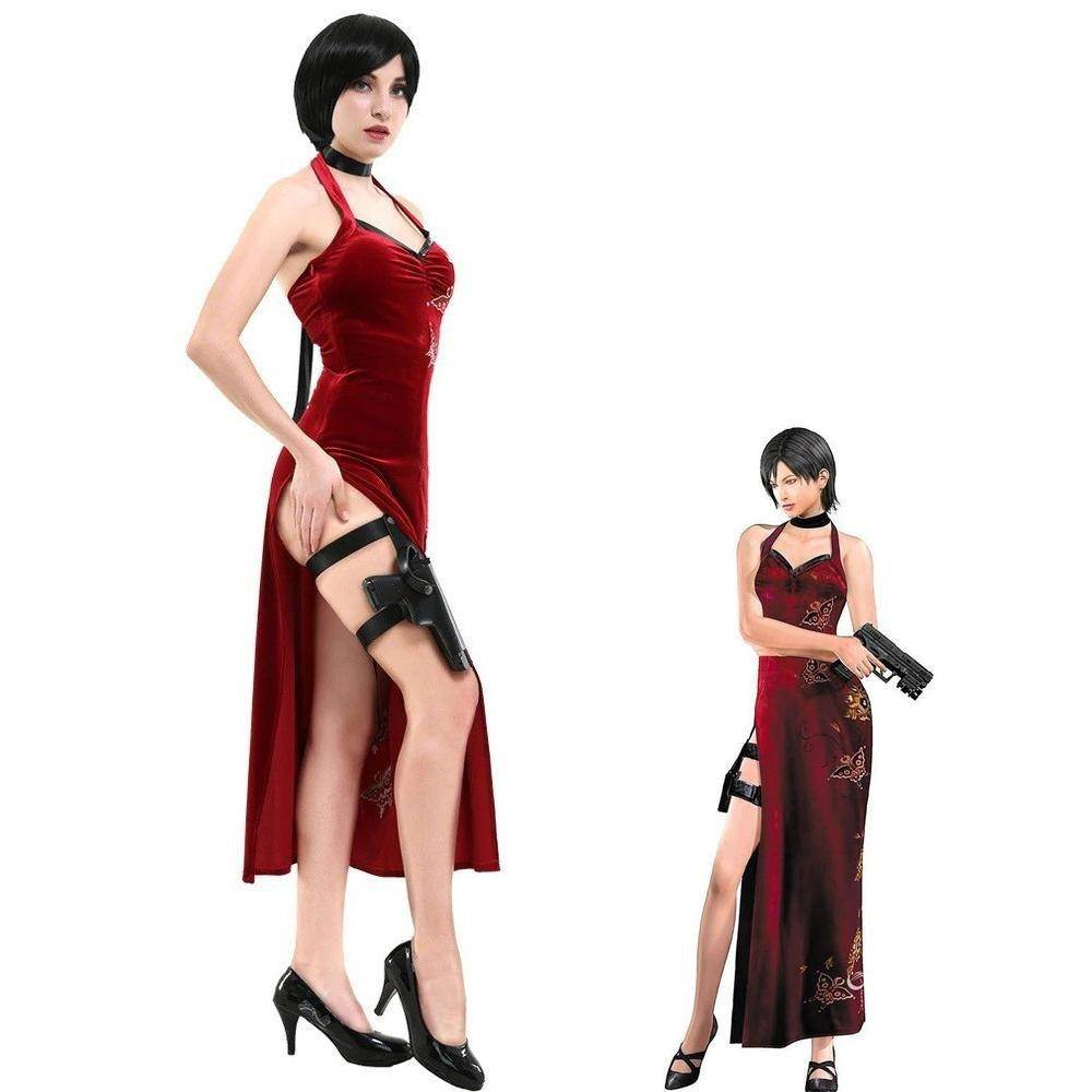 Resident Evil Ada Wong Lunar Costue Sleeveless cheongsam Slit Long Skirt - Ecosfun