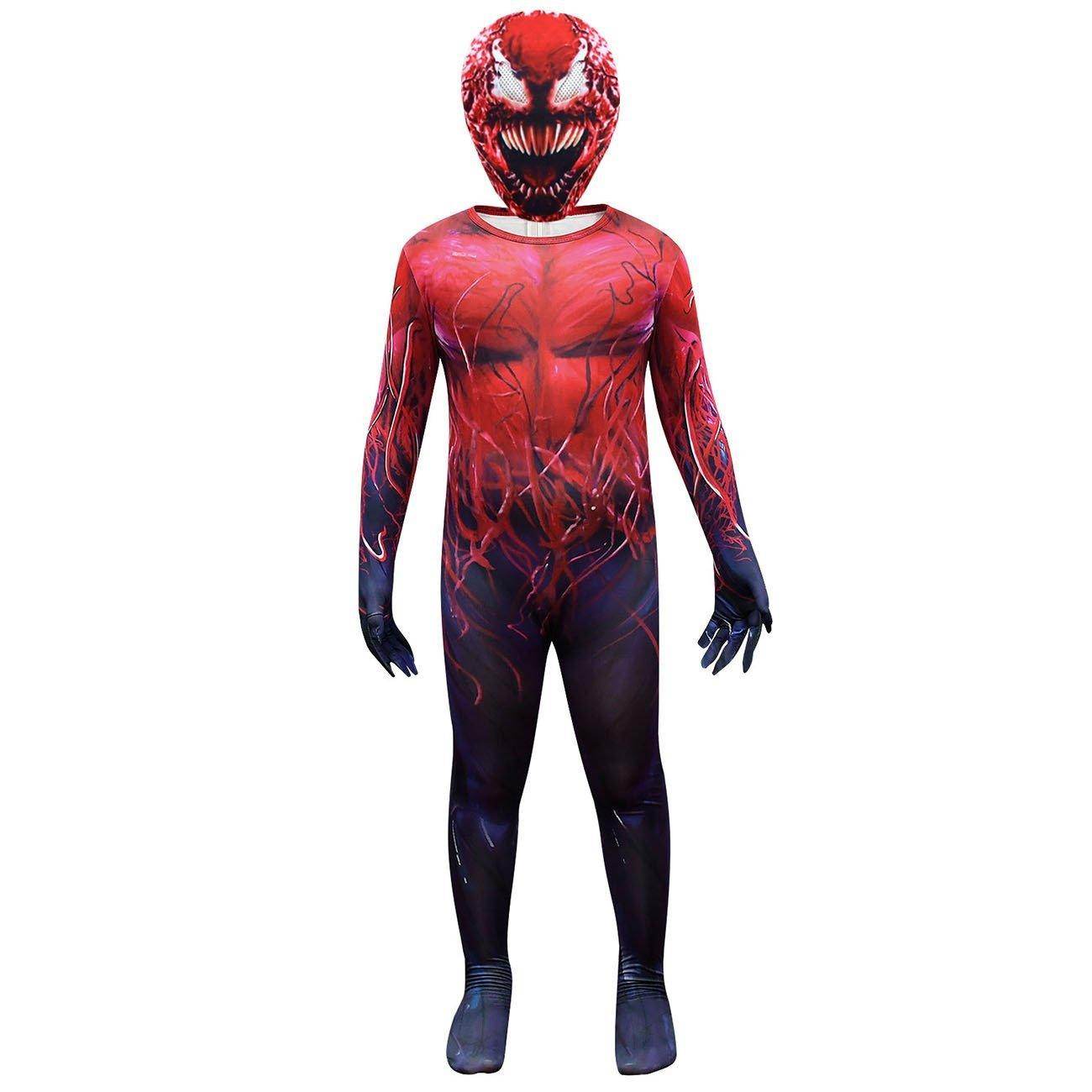 Spider-Man CARNAGE RED VENOM Costume For Kids Deluxe Zentai Cosplay Jumpsuits With Head Mask Halloween - Ecosfun