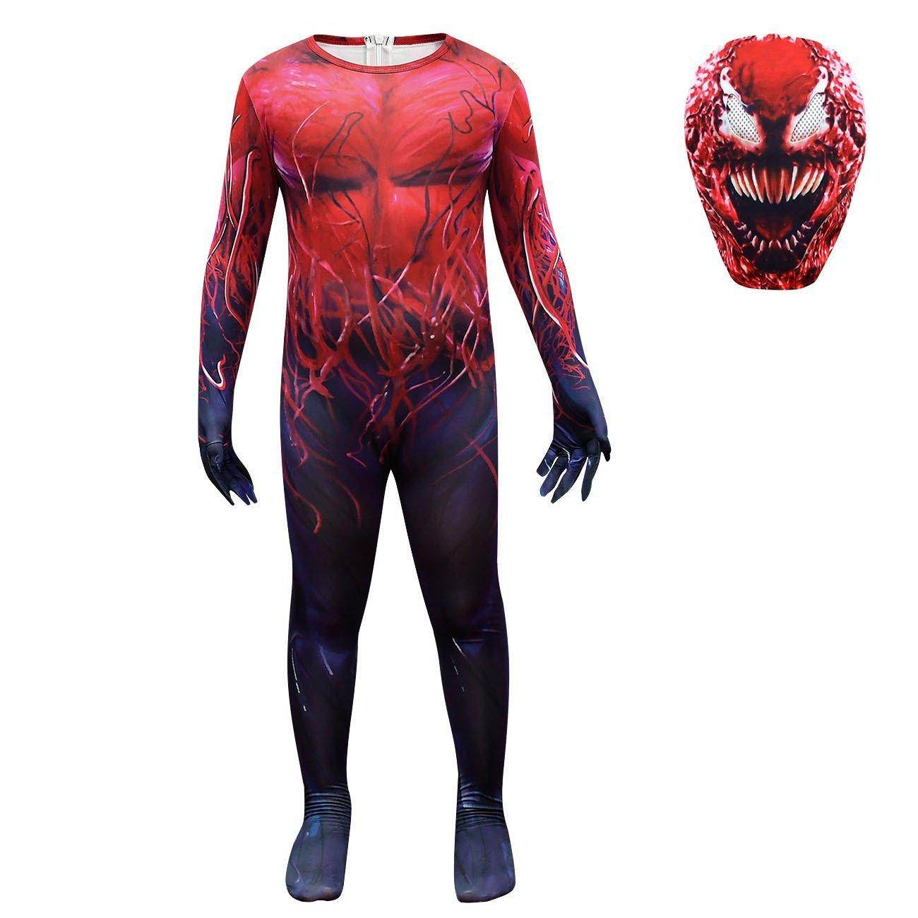 Spider-Man CARNAGE RED VENOM Costume For Kids Deluxe Zentai Cosplay Jumpsuits With Head Mask Halloween - Ecosfun
