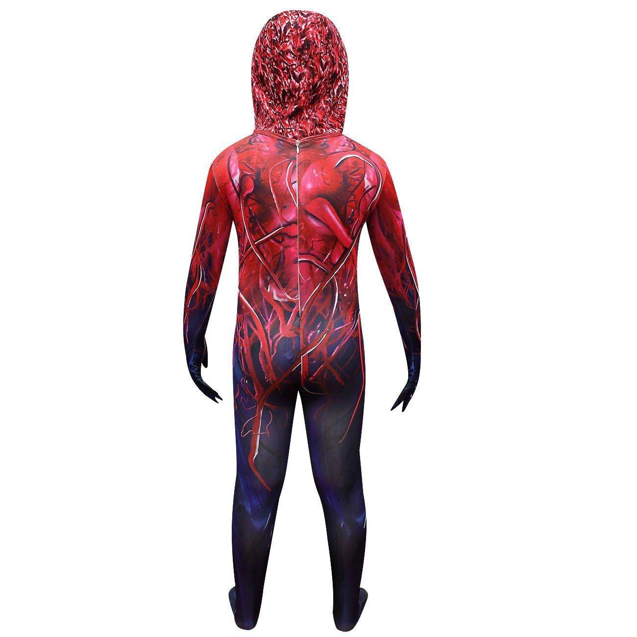 Spider-Man CARNAGE RED VENOM Costume For Kids Deluxe Zentai Cosplay Jumpsuits With Head Mask Halloween - Ecosfun