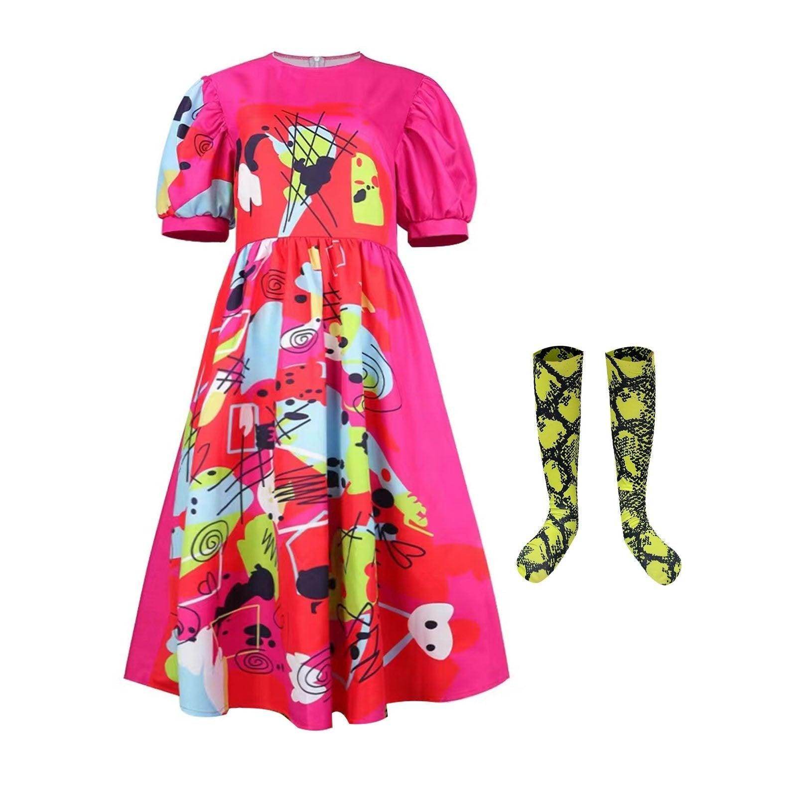 Weird Barbie Costume Movie Kate McKinnon Pink Dress Outfits Halloween Cosplay Adults - Ecosfun